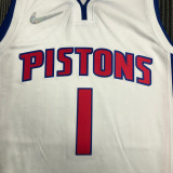 21-22 Pistons IVERSON #1 White 75th Anniversary Top Quality Hot Pressing NBA Jersey