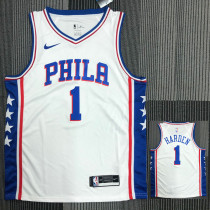 21-22 76ERS HARDEN #1 White V-neck Top Quality Hot Pressing NBA Jersey