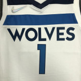 21-22 Timberwolves EDWARDS #1 White 75th Anniversary Top Quality Hot Pressing NBA Jersey