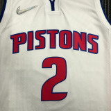 21-22 Pistons CUNNINGHAM #2 White 75th Anniversary Top Quality Hot Pressing NBA Jersey
