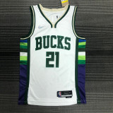 21-22 Bucks HOLIDAY #21 White City Edition Top Quality Hot Pressing NBA Jersey