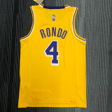 21-22 Lakers RONDO #4 Yellow 75th Anniversary Top Quality Hot Pressing NBA Jersey