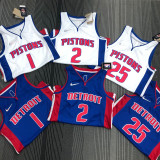21-22 Pistons ROSE #25 White 75th Anniversary Top Quality Hot Pressing NBA Jersey