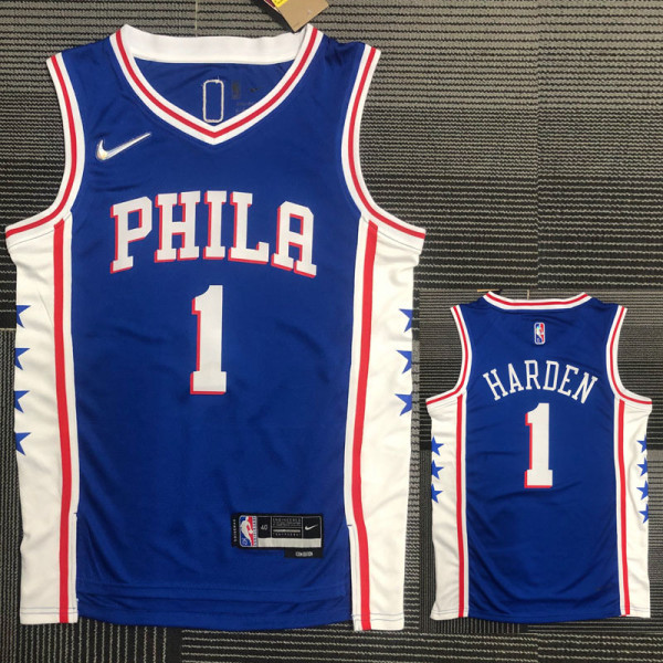 21-22 76ERS HARDEN #1 Blue 75th Anniversary Top Quality Hot Pressing NBA Jersey