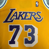 1999 LAKERS RODMAN #73 Yellow Retro Top Quality Hot Pressing NBA Jersey(圆领)