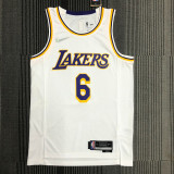 21-22 Lakers JAMES #6 White 75th Anniversary Top Quality Hot Pressing NBA Jersey
