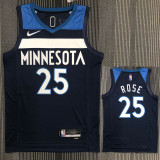 21-22 Timberwolves ROSE #25 Dark blue 75th Anniversary Top Quality Hot Pressing NBA Jersey