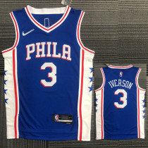 21-22 76ERS IVERSON #3 Blue 75th Anniversary Top Quality Hot Pressing NBA Jersey