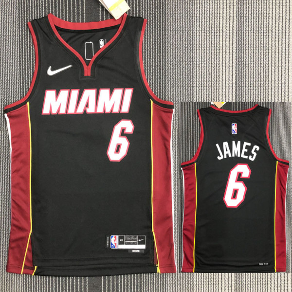 21-22 Heat JAMES #6 Black 75th Anniversary Top Quality Hot Pressing NBA Jersey