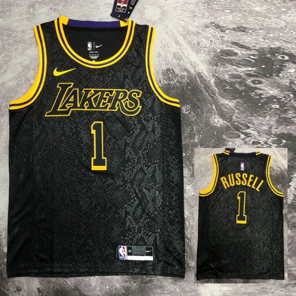 LAKERS RUSSELL #1 Black Top Quality Hot Pressing NBA Jersey(蛇纹)