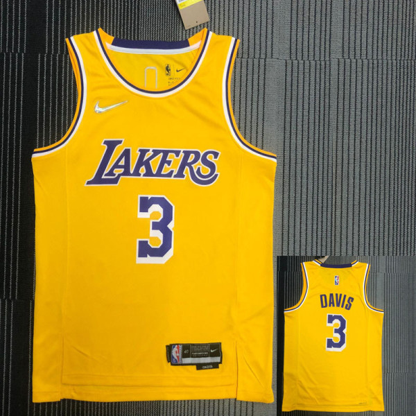 21-22 Lakers DAVIS #3 Yellow 75th Anniversary Top Quality Hot Pressing NBA Jersey