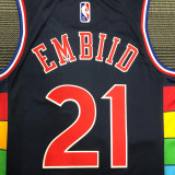 21-22 76ERS EMBIID #21 Royal blue City Edition Top Quality Hot Pressing NBA Jersey