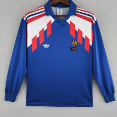 1988-1990 France Home Long Sleeve Retro Soccer Jersey (长袖)