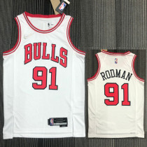 21-22 Bulls RODMAN #91 White 75th Anniversary Top Quality Hot Pressing NBA Jersey