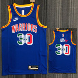 Warriors CURRY #30 'Mexico' Blue 75th Anniversary Retro Top Quality Hot Pressing NBA Jersey Warriors CURRY #30 'Mexico' Blue 75th Anniversary Retro Top Quality Hot Pressing NBA Jersey
