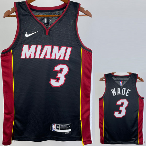 22-23 HEAT WADE #3 Black Top Quality Hot Pressing NBA Jersey (V领)
