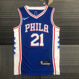 21-22 76ERS EMBIID #21 Blue 75th Anniversary Top Quality Hot Pressing NBA Jersey