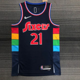 21-22 76ERS EMBIID #21 Royal blue City Edition Top Quality Hot Pressing NBA Jersey