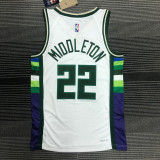 21-22 Bucks MIDDL ETON #22 White City Edition Top Quality Hot Pressing NBA Jersey