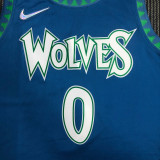 21-22 Timberwolves RUSSELL #0 Blue City Edition Top Quality Hot Pressing NBA Jersey