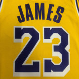 21-22 Lakers JAMES #23 Yellow 75th Anniversary Top Quality Hot Pressing NBA Jersey