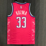 21-22 Wizards KUZMA #33 Pink Red City Edition Top Quality Hot Pressing NBA Jersey