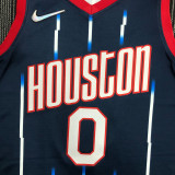 21-22 Rockets GREEN #0 Dark blue City Edition Top Quality Hot Pressing NBA Jersey