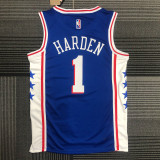 21-22 76ERS HARDEN #1 Blue 75th Anniversary Top Quality Hot Pressing NBA Jersey
