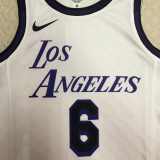 22-23 LAKERS JAMES #6 White City Edition Top Quality Hot Pressing NBA Jersey