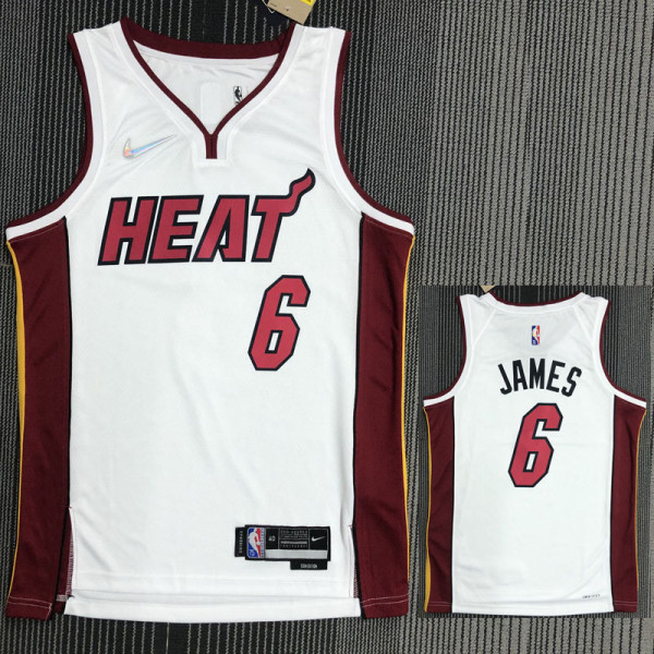 21-22 Heat JAMES #6 White 75th Anniversary Top Quality Hot Pressing NBA Jersey
