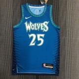 21-22 Timberwolves ROSE #25 Blue City Edition Top Quality Hot Pressing NBA Jersey