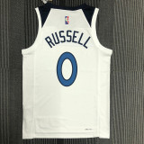 21-22 Timberwolves RUSSELL #0 White 75th Anniversary Top Quality Hot Pressing NBA Jersey