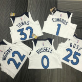 21-22 Timberwolves RUSSELL #0 White 75th Anniversary Top Quality Hot Pressing NBA Jersey