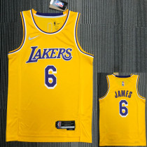 21-22 Lakers JAMES #6 Yellow Top Quality Hot Pressing NBA Jersey
