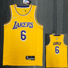 21-22 Lakers JAMES #6 Yellow Top Quality Hot Pressing NBA Jersey