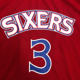 76ers IVERSON # 3 Red MitchellNess Retro Jerseys