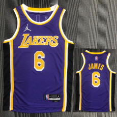 21-22 Lakers JAMES #6 Purple Trapeze Edition Top Quality Hot Pressing NBA Jersey