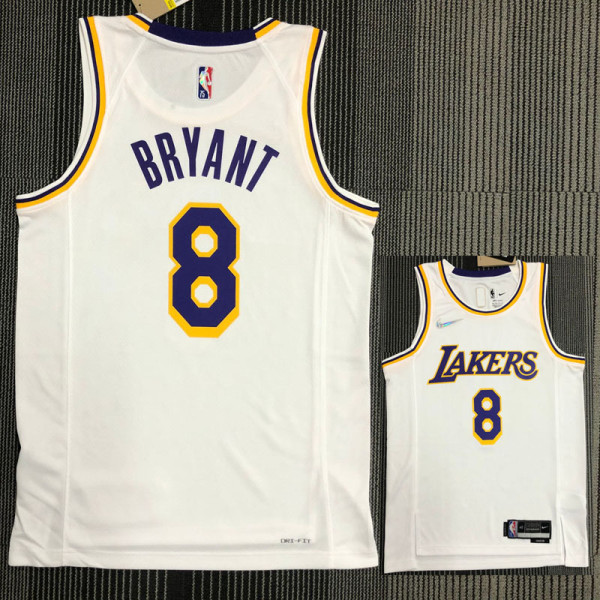 21-22 Lakers BRYANT #8 White 75th Anniversary Top Quality Hot Pressing NBA Jersey