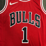 21-22 Bulls ROSE #1 Red 75th Anniversary Top Quality Hot Pressing NBA Jersey