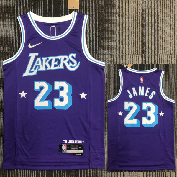 21-22 Lakers JAMES #23 Purple City Edition Top Quality Hot Pressing NBA Jersey