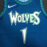 21-22 Timberwolves EDWARDS #1 Blue City Edition Top Quality Hot Pressing NBA Jersey