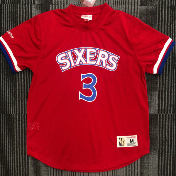 76ers IVERSON # 3 Red MitchellNess Retro Jerseys