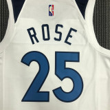 21-22 Timberwolves ROSE #25 White 75th Anniversary Top Quality Hot Pressing NBA Jersey