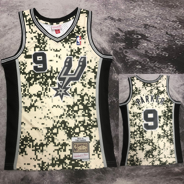 2013-14 SA Spurs PARKER #9 Green CamouflageTop Quality Hot Pressing NBA Jersey (迷彩)