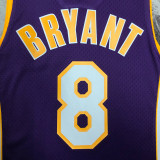 2001 LAKERS BRYANT #8 Purple Retro Top Quality Hot Pressing NBA Jersey(V领)