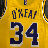 21-22 Lakers Ｏ'NEAL #34 Yellow 75th Anniversary Top Quality Hot Pressing NBA Jersey