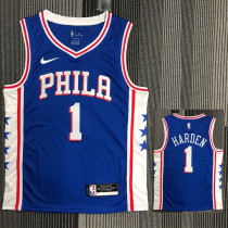 21-22 76ERS HARDEN #1 Blue V-neck Top Quality Hot Pressing NBA Jersey