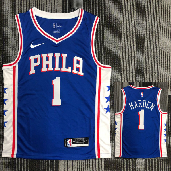 21-22 76ERS HARDEN #1 Blue V-neck Top Quality Hot Pressing NBA Jersey