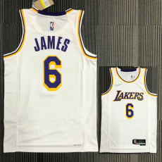 21-22 Lakers JAMES #6 White 75th Anniversary Top Quality Hot Pressing NBA Jersey