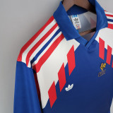 1988-1990 France Home Long Sleeve Retro Soccer Jersey (长袖)